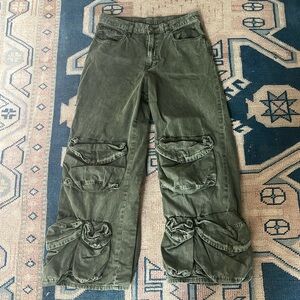 R13 Multi Pockets Utility Jeans in Olive. 🫒